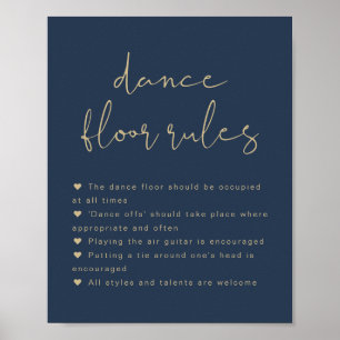 CAITLIN Modern Navy Blue Dance Golv Regler-tecken Poster