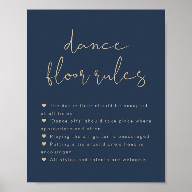 CAITLIN Modern Navy Blue Dance Golv Regler-tecken Poster (Framsidan)
