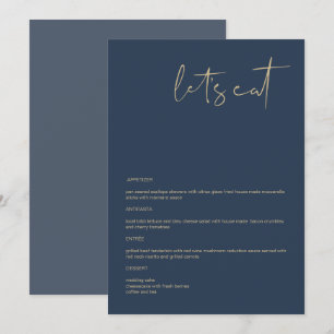 CAITLIN Modern Navy och Guld 5 x 7" Låt oss Eat Me Meny
