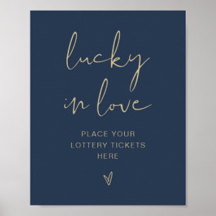CAITLIN Modern Navy och Guld Lucky in Love Skylt