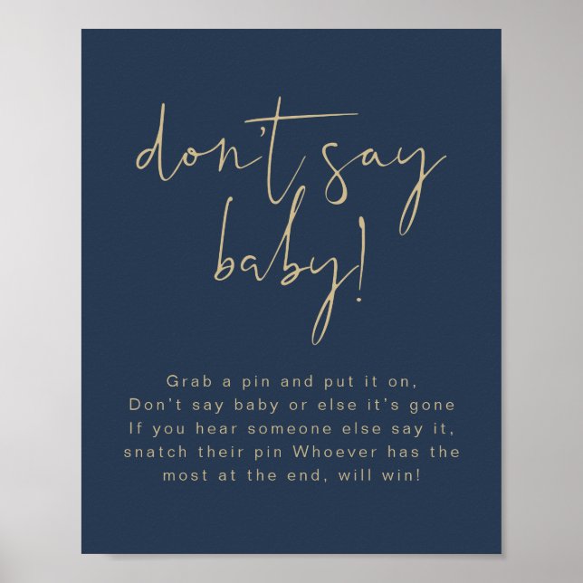 CAITLIN Modern Navy och Guld Säg inte Baby. Poster (Framsidan)