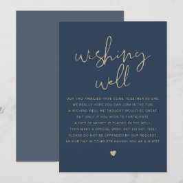 CAITLIN Modern Navy och Guld Wishing well Sign Inbjudningar