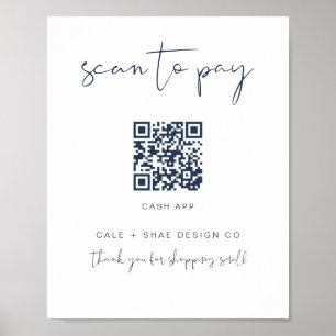 CAITLIN Modern Navy Small Business Payment Sign Poster
