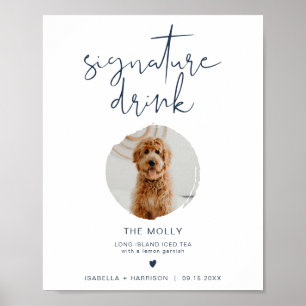 CAITLIN Navy Blue 1 Photo Pet Namnteckning Drink Poster