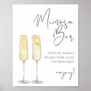 CAITLIN Navy Blue Modern Möhippa Mimosa Pub Sign Poster