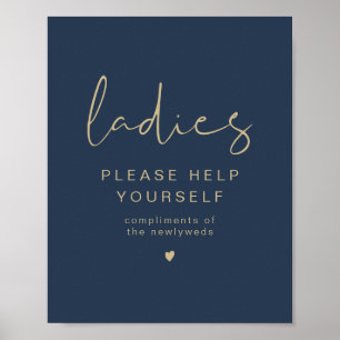 CAITLIN Navy & Guld Dam Bathroom Toiletry Poster
