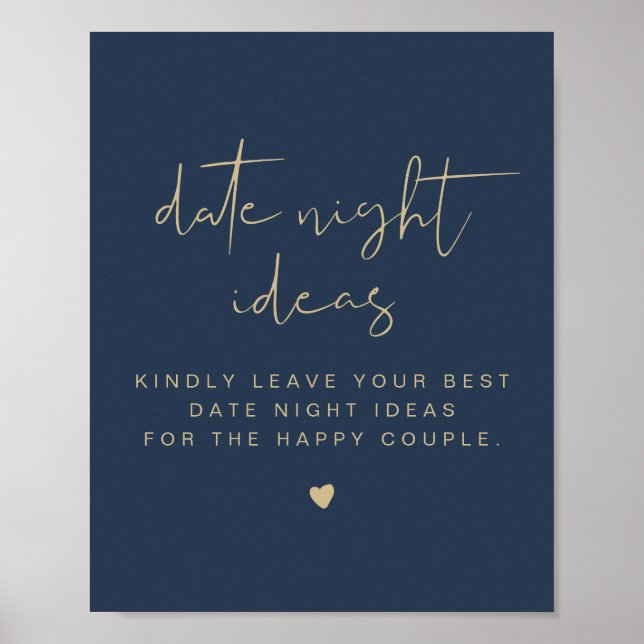 CAITLIN Navy & Guld Date Night Card Poster (Framsidan)