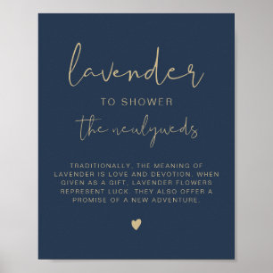 CAITLIN Navy & Guld Lavender Toss Bröllop-tecken Poster
