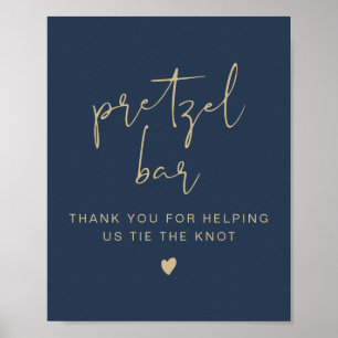 CAITLIN Navy & Guld minimalist Pretzel Pub-tecken Poster