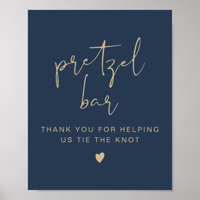 CAITLIN Navy & Guld minimalist Pretzel Pub-tecken Poster (Framsidan)