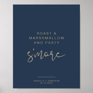 CAITLIN Navy & Guld Minimalist S mres Pub Sign Poster