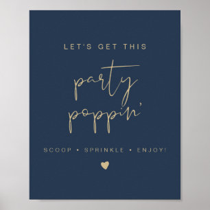 CAITLIN Navy & Guld Popcorn Pub Bröllop Poster