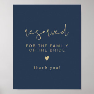 CAITLIN Navy & Guld Reserved for Family of Bride Poster
