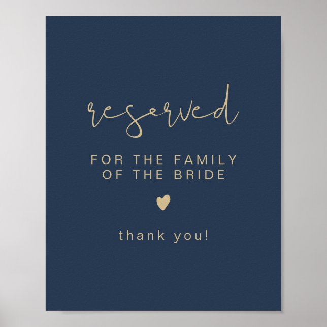 CAITLIN Navy & Guld Reserved for Family of Bride Poster (Framsidan)