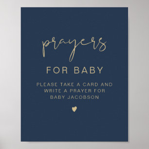 CAITLIN Navy & Guld Shower Prayers for Baby Sign Poster