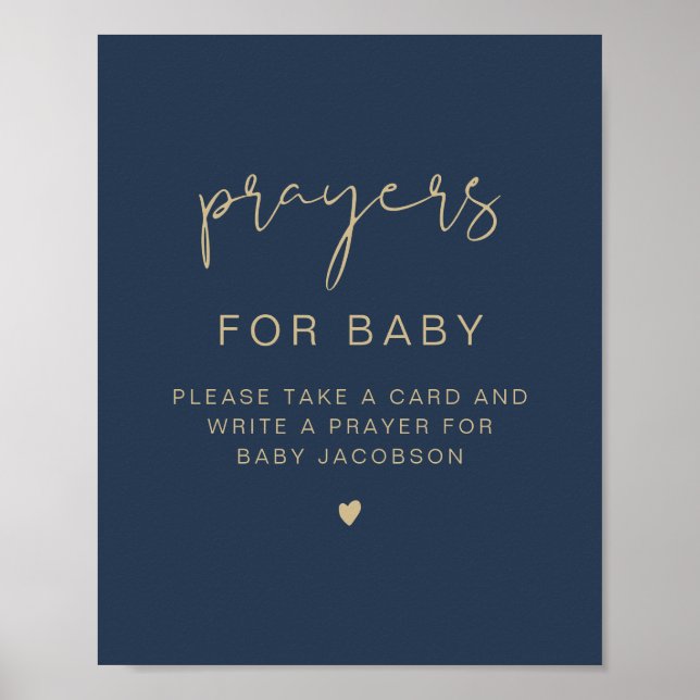 CAITLIN Navy & Guld Shower Prayers for Baby Sign Poster (Framsidan)