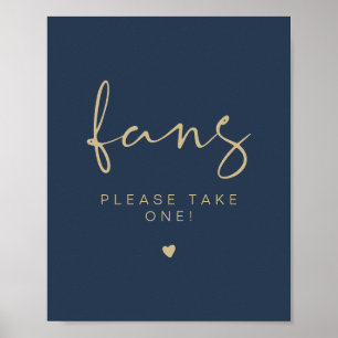 CAITLIN Navy & Guld Ta ett Fläkt Bröllop-tecken Poster
