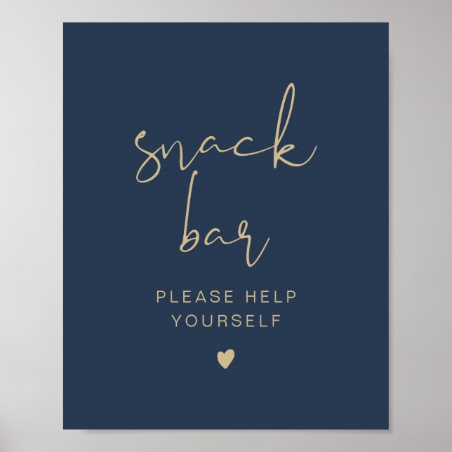 CAITLIN Navy och Guld Modern Snack Pub Poster (Framsidan)