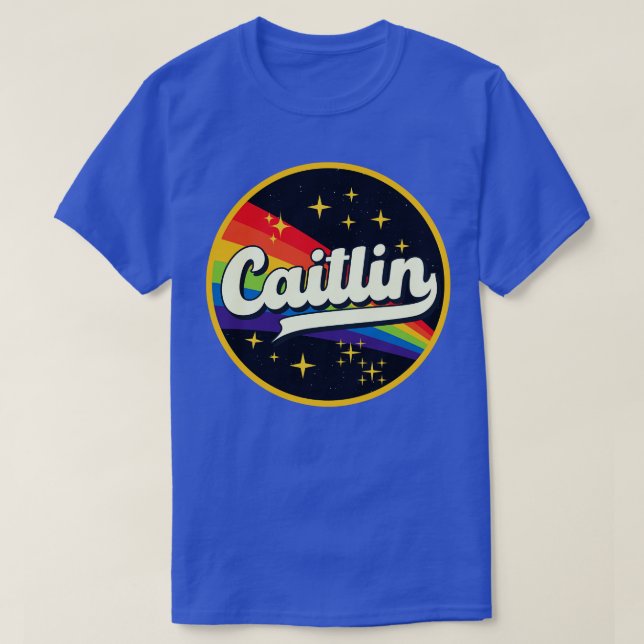 Caitlin Rainbow in Space Vintage Stil T Shirt (Design framsida)