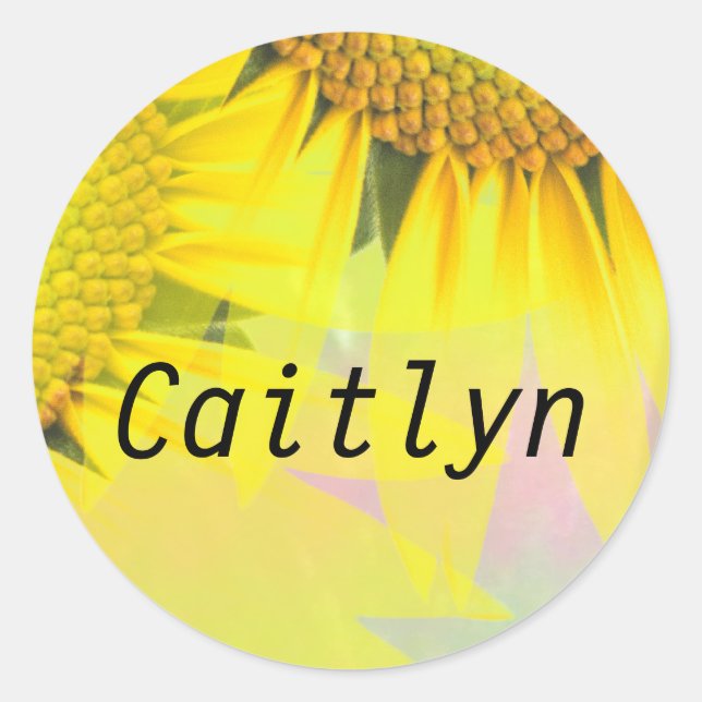 Caitlyn regnbåge solrosor namnet etiketter (Framsida)