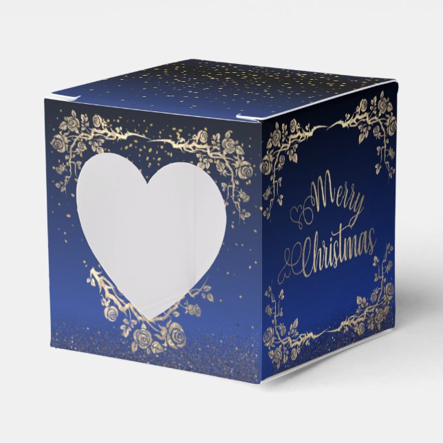 Caja de regalo para navidad con rosas  azul Royal Presentaskar (Framsidan Sidan)