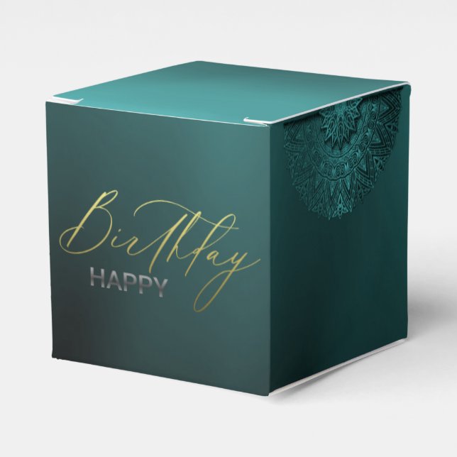 caja de regalo turquesa  con decoración de cumple presentaskar (Framsidan Sidan)