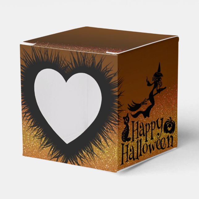 Caja para regalo con corazón y feliz Halloween Presentaskar (Framsidan Sidan)