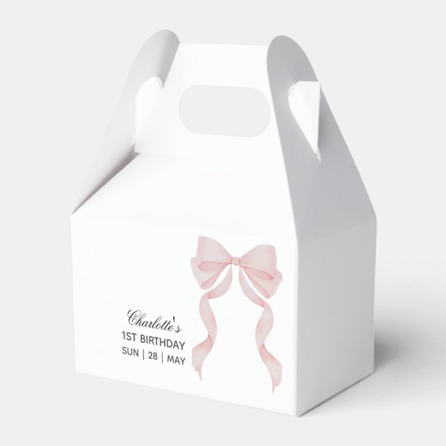 Caja para regalos pink bow 1st birthday presentaskar (Framsidan Sidan)