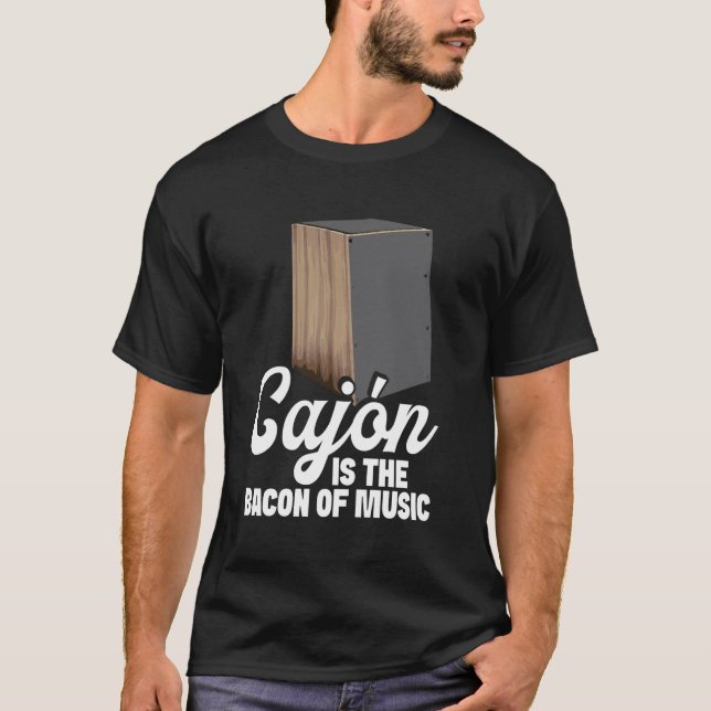 Cajón Jamming Trumma Bacon Av Musiker Peruvian Caj T Shirt (Framsida)