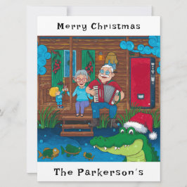 Cajun Alligator Goes jul Julkort