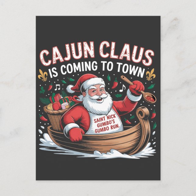Cajun Clause Kommer till Staden Jul Krampus  Inbjudan Vykort (Framsida)