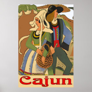 Cajun Couple med Oaks Poster