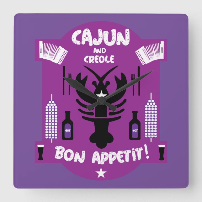 Cajun & Creole Cooks Fyrkantig Klocka (Framsida)