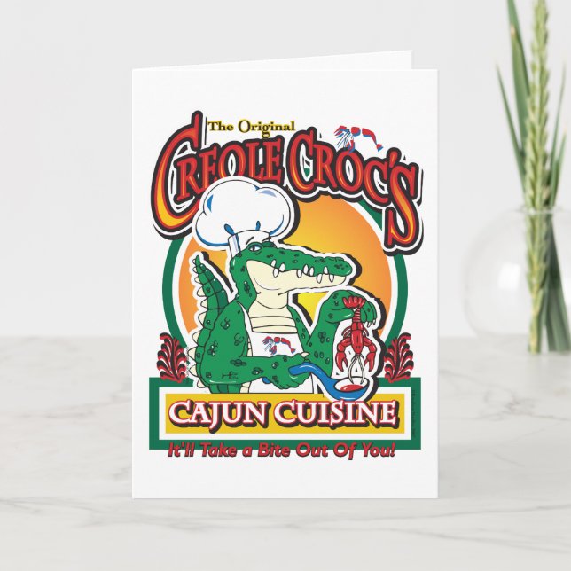 Cajun Creole Mardi Gras Crocodile Kort (Framsida)