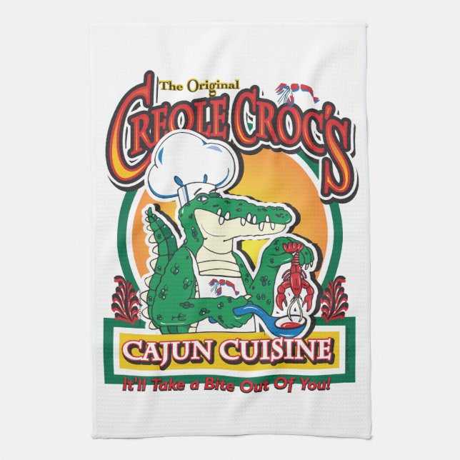 Cajun Creole Mardi Gras Crokodile Kökshandduk (Vertikal)