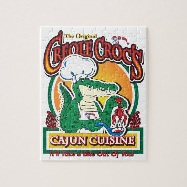 Cajun Creole Mardi Gras Crokodile Pussel (Vertikal)