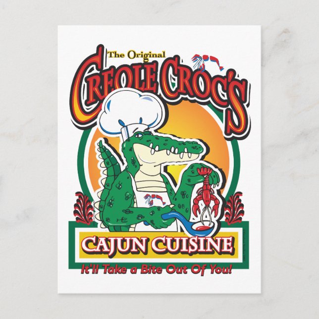 Cajun Creole Mardi Gras Crokodile Vykort (Framsida)