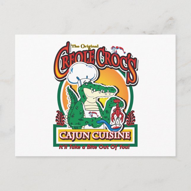 Cajun Creole Mardi Gras Crokodile Vykort (Framsida)