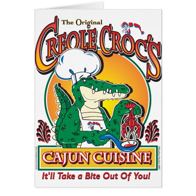 Cajun Crocs Ceole Cuisine Hälsningskort (Framsidan)