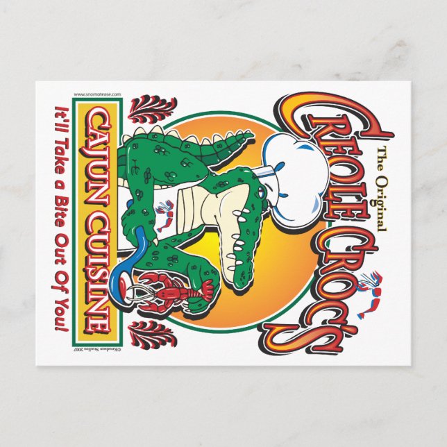 Cajun Crocs Ceole Cuisine Vykort (Framsida)