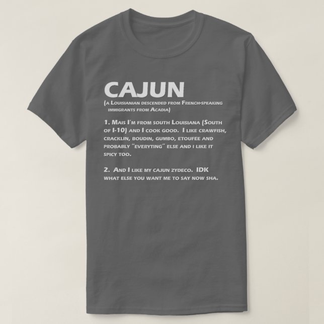 Cajun Definition Funny Louisiana Creole T Shirt (Design framsida)
