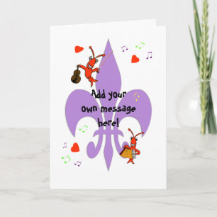 Cajun Fleur de Lis Kräftor personlighälsning Kort