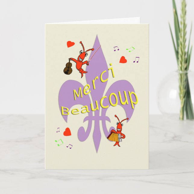 Cajun Fleur de Lis Kräftor tack i franskt (Framsida)