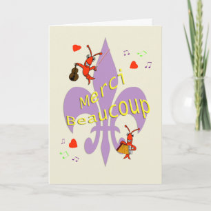 Cajun Fleur de Lis Kräftor tack i franskt Kort