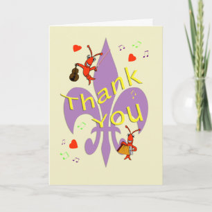 Cajun Fleur de Lis Kräftor tack Kort