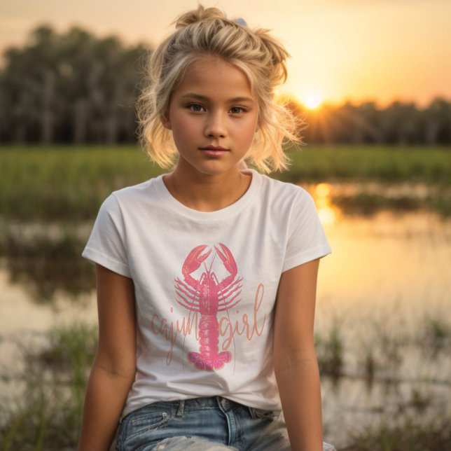 Cajun Girl and Peach Kräftor South Louisiana T Shirt (Skapare uppladdad)