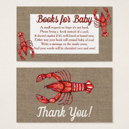 Cajun Kräftor & Faux Burlap Baby Shower Bokar Visitkort