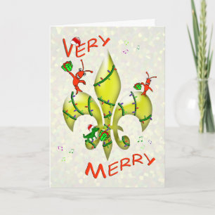 Cajun Kräftor Fleur de Lys Mycket god jul Helgkort