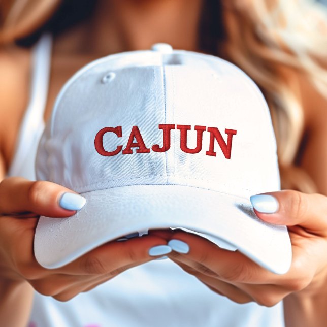 Cajun Red on White Broderad Keps (Cajun Red on White Embroidered Baseball Cap)