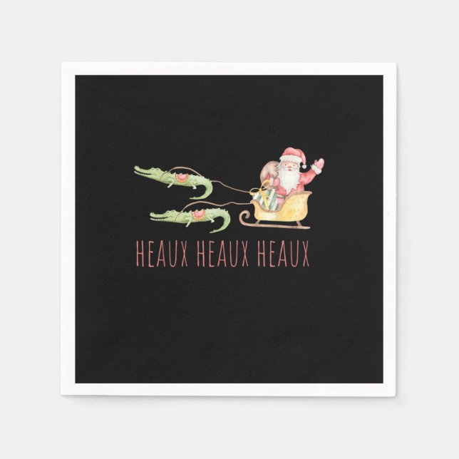 Cajun Santa Alligator Heaux Heaux Heaux God jul Pappersservett (Framsidan)